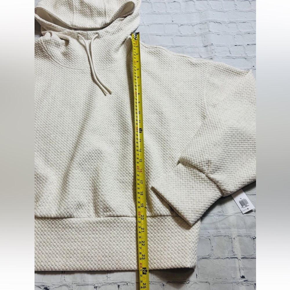 Old Navy Womens Active Dynamic Fleece Popover Quilted Hoodie Cream XL NWT - Picture 12 of 14